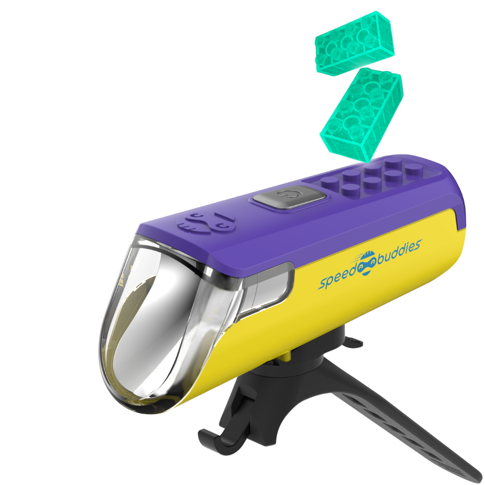 Speed Buddies children's bicycle light with Magic Bricks® - Tila (purple/yellow)