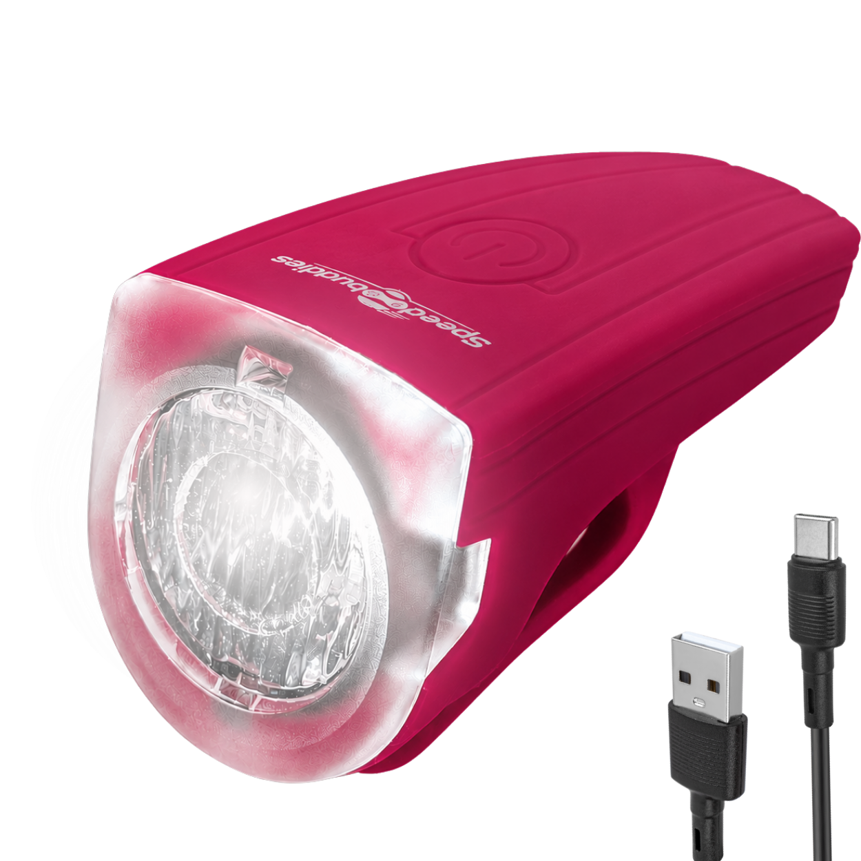 ROCKET Kinder-Fahrradlicht Magenta – StVZO Frontlicht mit USB-C