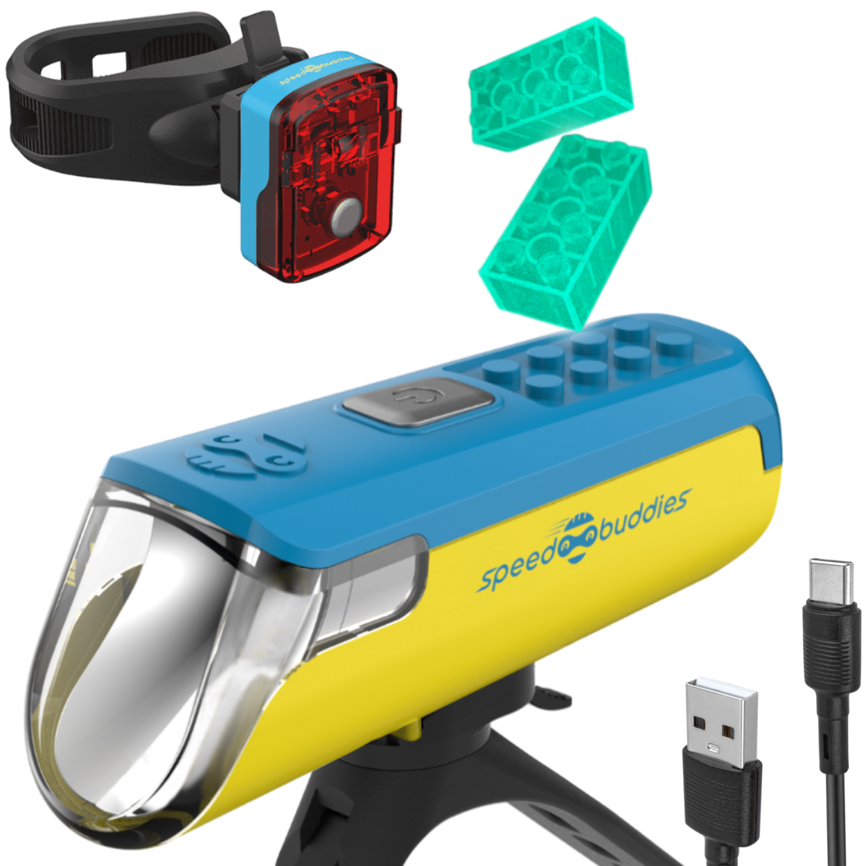 fahrradbeleuchtung set kinder MAX Duo Fahrradlicht-Set – StVZO Frontlicht & Rücklicht Gelb/Blau Wähle dein E-Bike:für Yamaha Rahmen-Akku Decathlon Cross Bike - Product