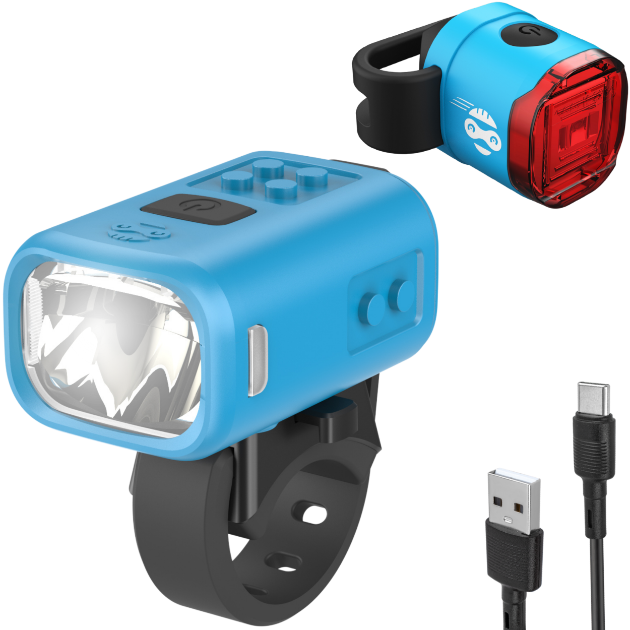 NANO Duo Fahrradlicht-Set Kinder – StVZO Frontlicht & Rücklicht Blau