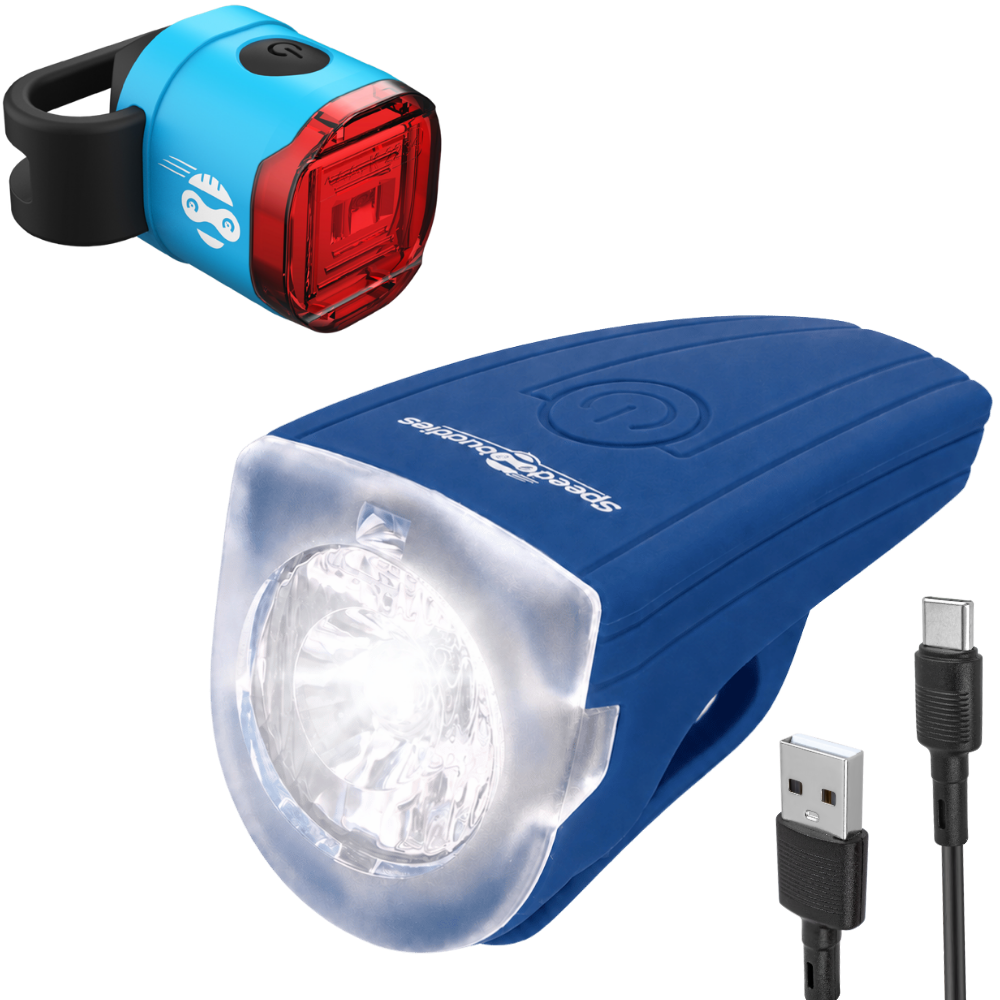 ROCKET Duo Fahrradlicht-Set Kinder – StVZO Frontlicht & Rücklicht Blau