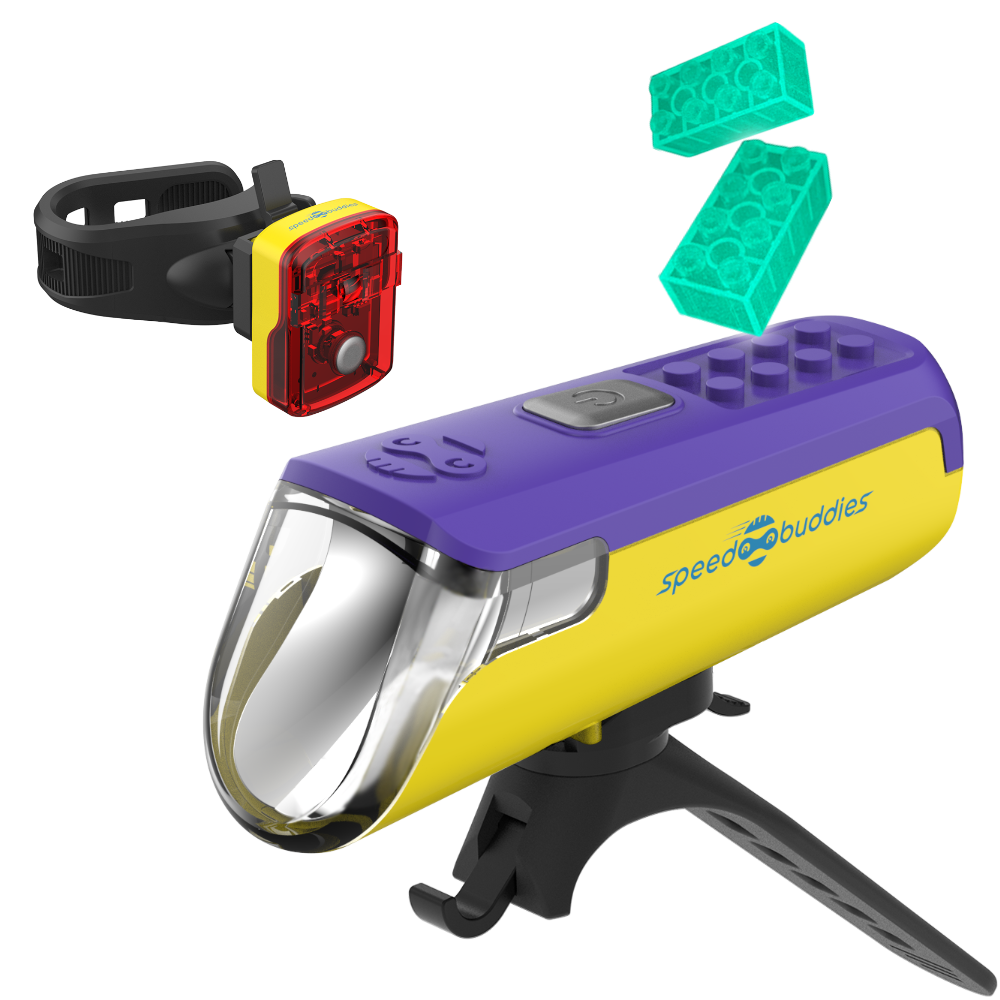 Speed Buddies Fahrradlicht Kinderfahrrad (StVZO) USB-C, Set (gelb/lila)