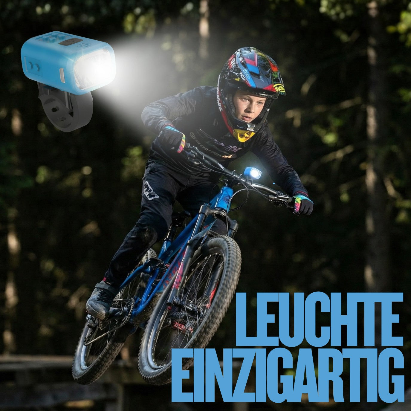 NANO Kinder-Fahrradlicht Blau – StVZO Frontlicht mit USB-C
