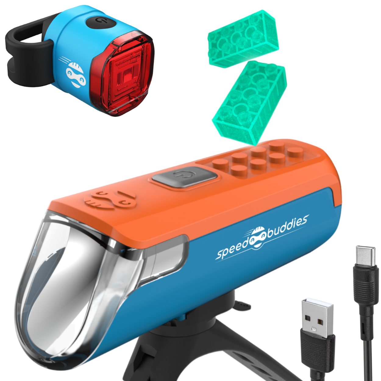 Speed Buddies Max Duo Fahrradlicht Set Blau Orange USB-C StVZO