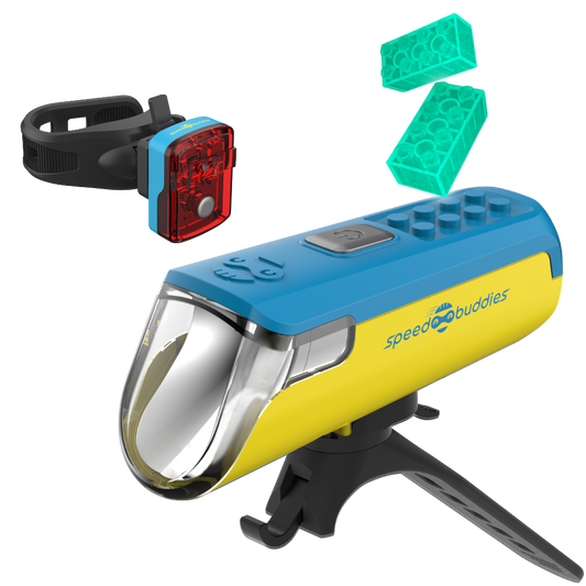 Speed Buddies Fahrradlicht Kinderfahrrad (StVZO) USB-C, Set (gelb/blau)