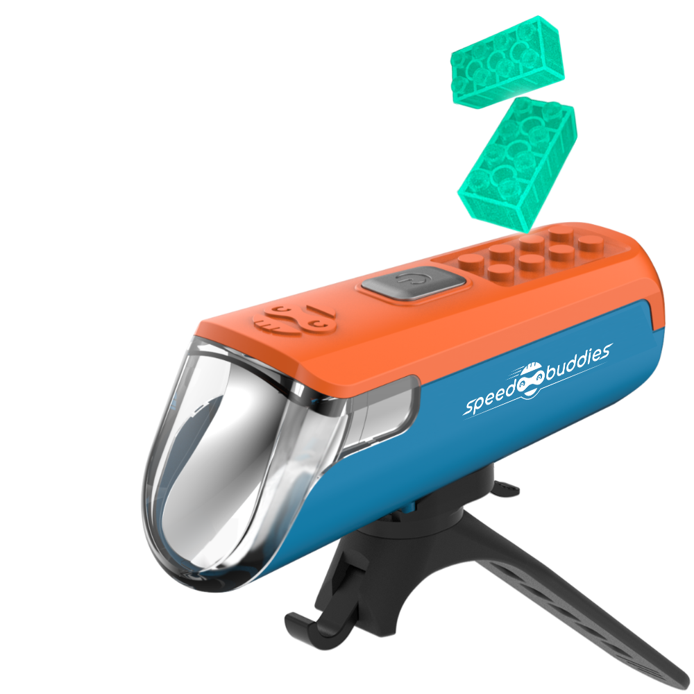 Speed Buddies Kinder Fahrradlicht (StVZO) USB-C, Frontlicht (blau/orange)