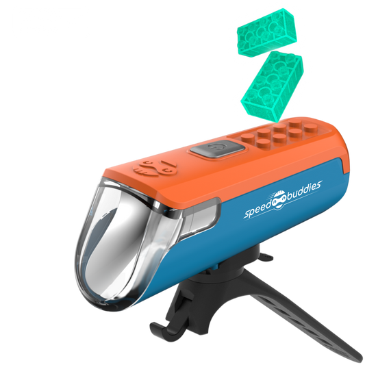 Speed Buddies Kinder Fahrradlicht (StVZO) USB-C, Frontlicht (blau/orange)