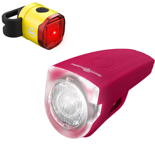Kinder Fahrradlicht Set Rocket – Magenta Gelb