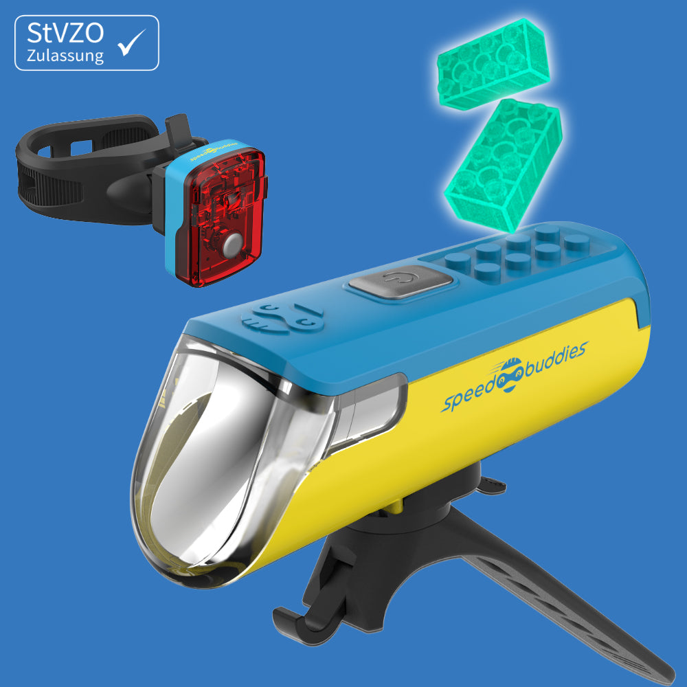 Speed Buddies Fahrradlicht Kinderfahrrad (StVZO) USB-C, Set (gelb/blau)