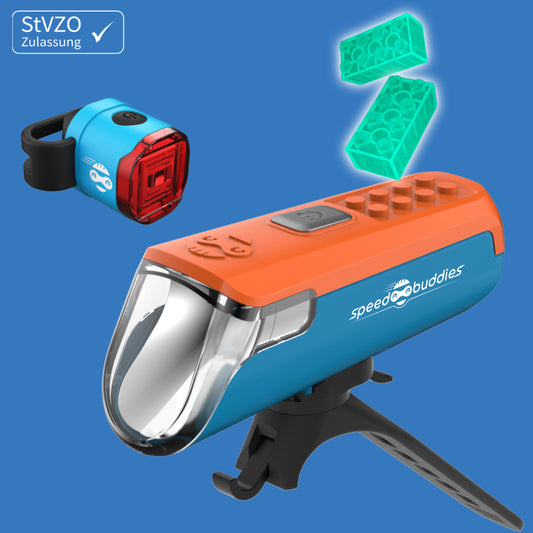 Speed Buddies Fahrradlicht Kinderfahrrad (StVZO) USB-C, Set (blau/orange)