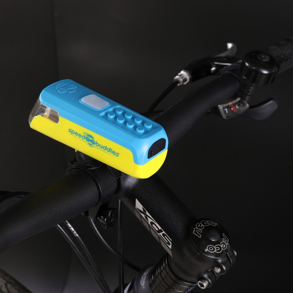 MAX Kinder-Fahrradlicht Gelb/Blau – StVZO Frontlicht mit USB-C
