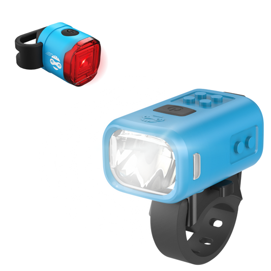 Kinder Fahrradlicht Set Grippy Nano mit Rücklicht – Blau Blau