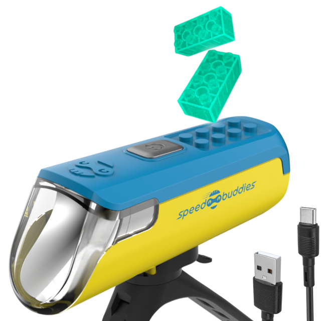 MAX Kinder-Fahrradlicht Gelb/Blau – StVZO Frontlicht mit USB-C