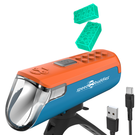 Kinder Fahrradlicht Max – StVZO Frontlicht Blau/Orange