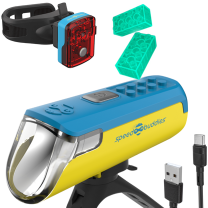 Speed Buddies Max Duo Fahrradlicht Set Gelb Blau USB-C StVZO