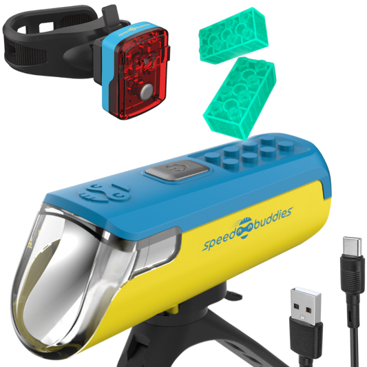 Speed Buddies Max Duo Fahrradlicht Set Gelb Blau USB-C StVZO