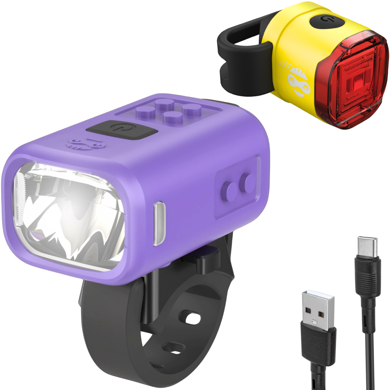 Speed Buddies Nano Duo Fahrradlicht Set Lila Gelb USB-C StVZO