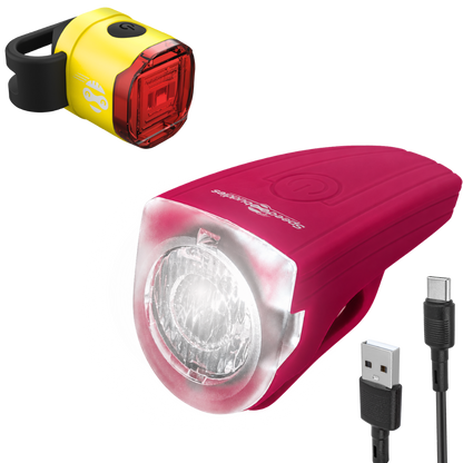 Speed Buddies Rocket Duo Fahrradlicht Set Magenta Gelb USB-C StVZO