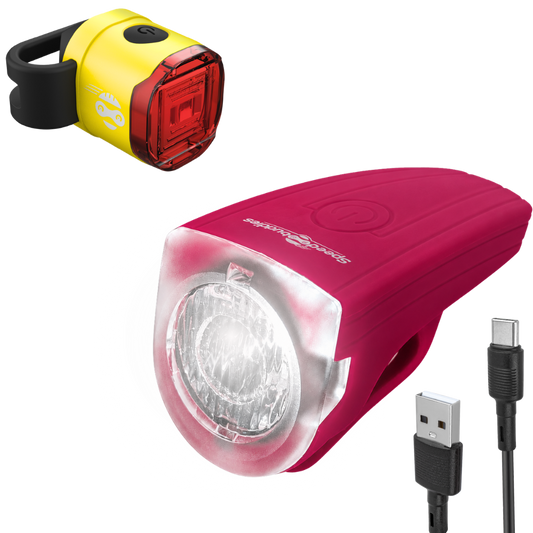 Speed Buddies Rocket Duo Fahrradlicht Set Magenta Gelb USB-C StVZO
