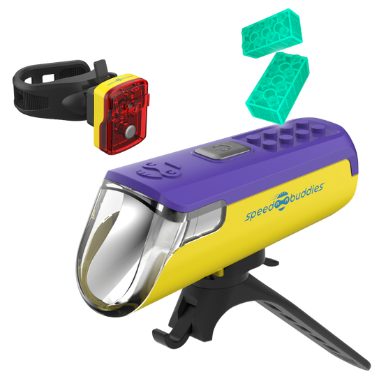 Speed Buddies Fahrradlicht Kinderfahrrad (StVZO) USB-C, Set (gelb/lila)