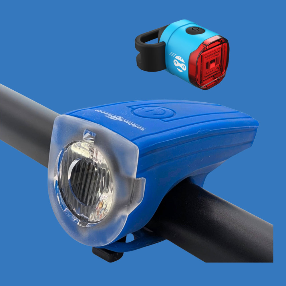 Kinder-Fahrradlicht Set Rocket – blau/blau