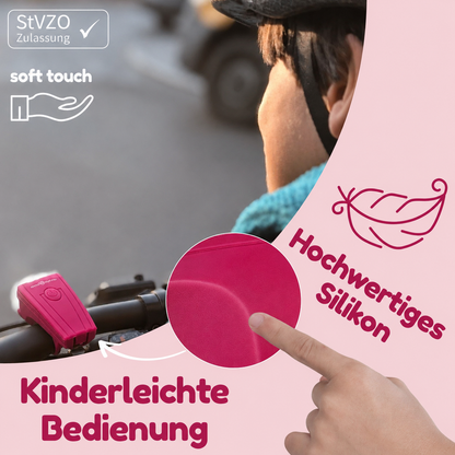 ROCKET Duo Fahrradlicht-Set Kinder – StVZO Frontlicht & Rücklicht Magenta/Gelb