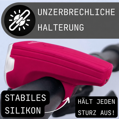 ROCKET Duo Fahrradlicht-Set Kinder – StVZO Frontlicht & Rücklicht Magenta/Gelb
