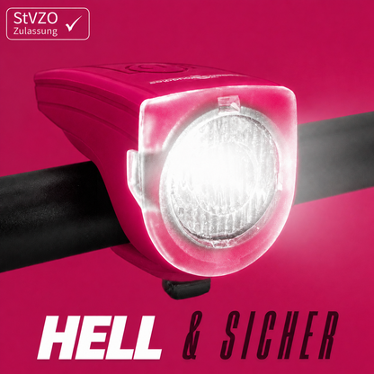 ROCKET Duo Fahrradlicht-Set Kinder – StVZO Frontlicht & Rücklicht Magenta/Gelb