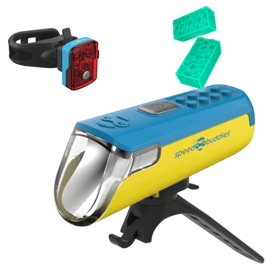 Kinder Fahrradlicht Set Grippy – Frontlicht & Rücklicht Gelb/Blau Blau