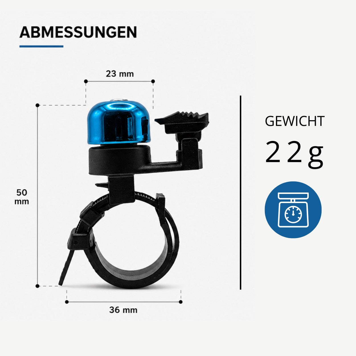 Kleine Fahrradklingel aus Messing – Blau